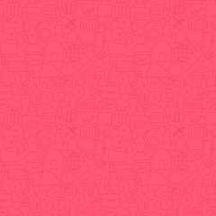 Thin Line Website Mobile User Interface Seamless Pink Pattern