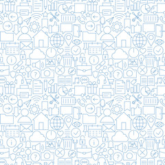 Thin Line Website Mobile User Interface White Seamless Pattern