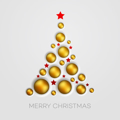 Simple golden Christmas tree 