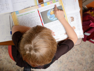 Schoolgirl learning homework