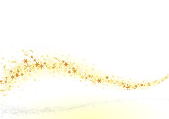 Wave from Golden Stars and Confetti - Abstract Holiday Background, Vector