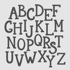 Doodle alphabet, vector simple hand drawn letters