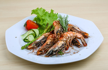 Grilled tiger prawns