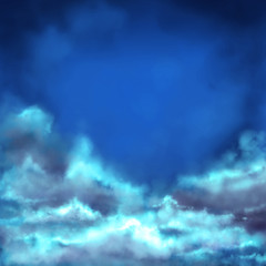 Banner with clouds and the background to insert information / text