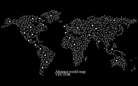 Abstract world map. Molecule structure. Vector illustration. Eps 10