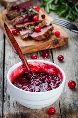 homemade cranberry saucefoor beef meat