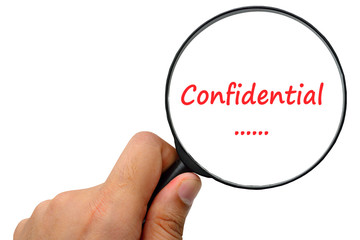Confidential word. Magnifier and puzzles.
