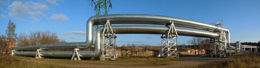 Panoramic view of shining pipes 