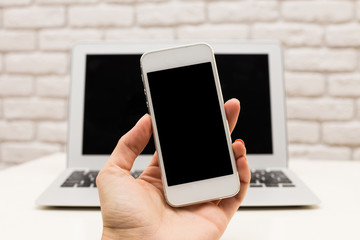 Laptop and mobile phone