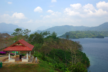 SURAT THANI, THAILAND - January 19, 2014: Ratchaprapha Dam in Kh
