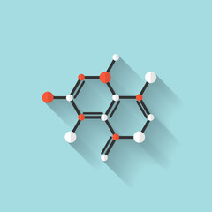 Flat dna icon. Chemical formula symbol. Health care.