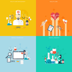 Flat health care and medical research background. Healthcare