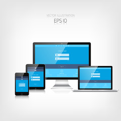 Responsive web design. Adaptive user interface. Digital devises