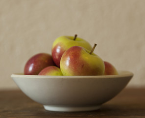 Still life of a bowl of crab apples