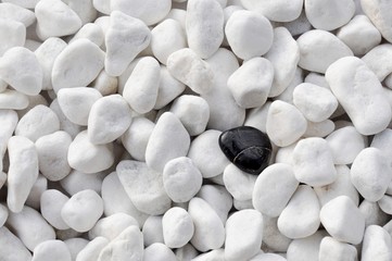 One black stone among lot of white ones