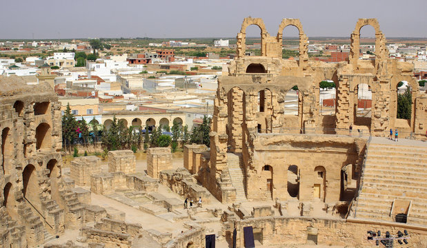 TUNISIA, AFRICA - August 03, 2012: Coliseum in El-Jem in summer