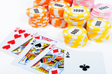 Obraz premium Poker chips and cards