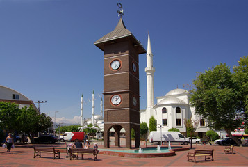 KONAKLI, TURKEY - June 16, 2014: Tower clock on the central squa