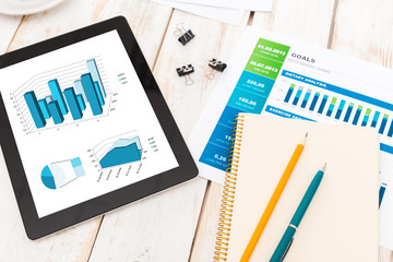 Modern workplace with digital tablet 