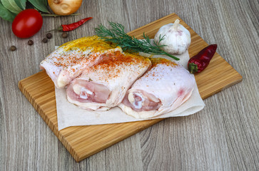 Raw chicken thights
