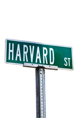 Harvard street sign isolated against white background