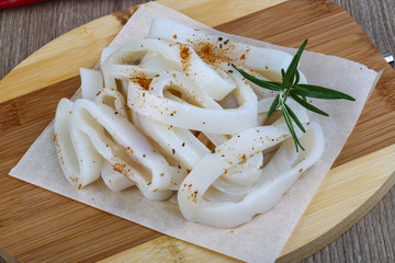 Raw squid rings