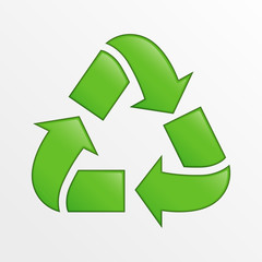 Vector recycle icon, green creative illustration on light gray background