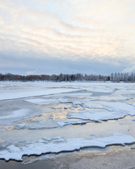 Thin ice in lake