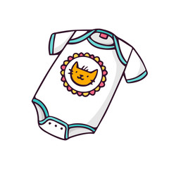 Baby bodysuit, bright vector children illustration isolated on white