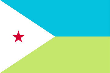 National flag of Djibouti in official colors and proportions