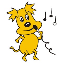 singing dog, vector icon