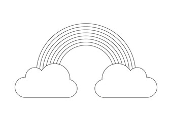Coloring book - rainbow from cloud to cloud