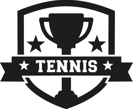 Tennis emblem with cup