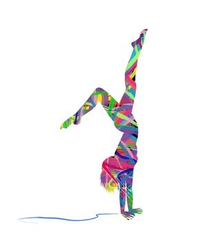 silhouette of dancer on white background