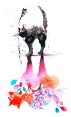 Photo sur Plexiglas Peintures chat noir