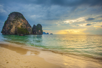 Big beautiful rock in a bay