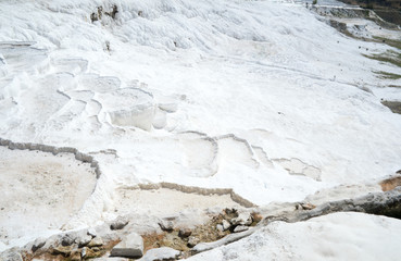 Natural travertine pools and terraces at Pamukkale ,Turkey