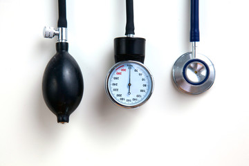 Blood pressure meter medical equipment isolated on white