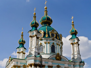 Fototapeta na wymiar a fragment of St. Andrew's Church in Kiev, Ukraine
