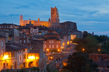 View of the Albi, France at night