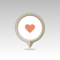 Heart pin map icon. Map pointer, markers. 