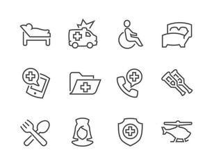Fototapeta premium Lined Medical Transportation Icons