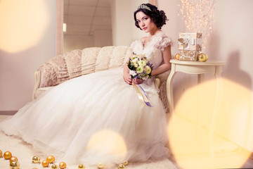 Beautiful bride. Portrait with bokeh. Winter wedding. Just married © curlymary
