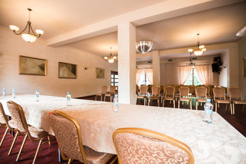 Long table in seminar center