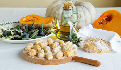 homemade pumpkin gnocchi ready for cooking
