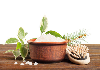 Aromatic bath salt and comb