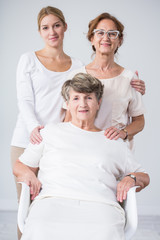 Senior woman, daughter and granddaughter
