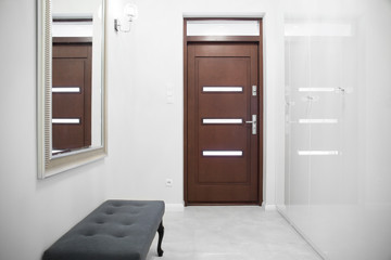 Corridor with marble wall