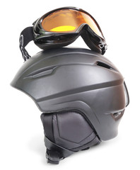 Ski helmet and ski goggles