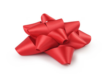 red ribbon gift bow isolated on white